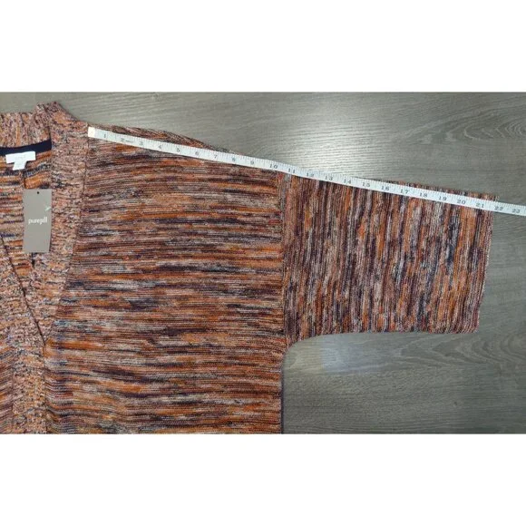 Pure Jill Space Dyed‎ Marled V-neck Pullover Compari Sweater Med Dolman Sleeve - Picture 8 of 9